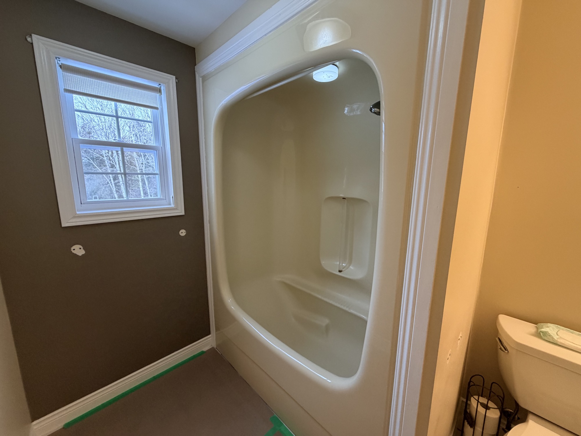 Bathroom tub surround before replacement.
