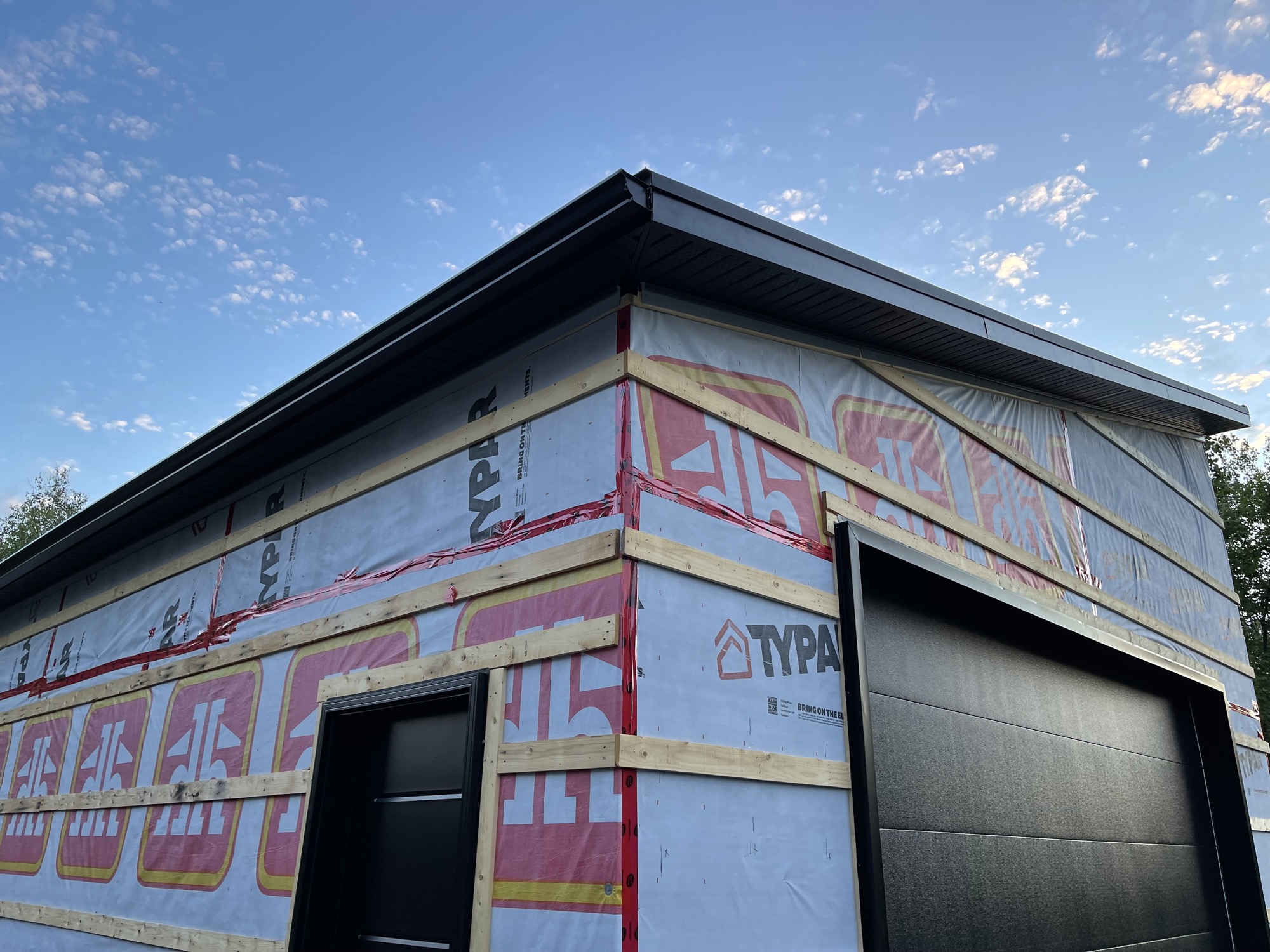 Roofing work in progress.